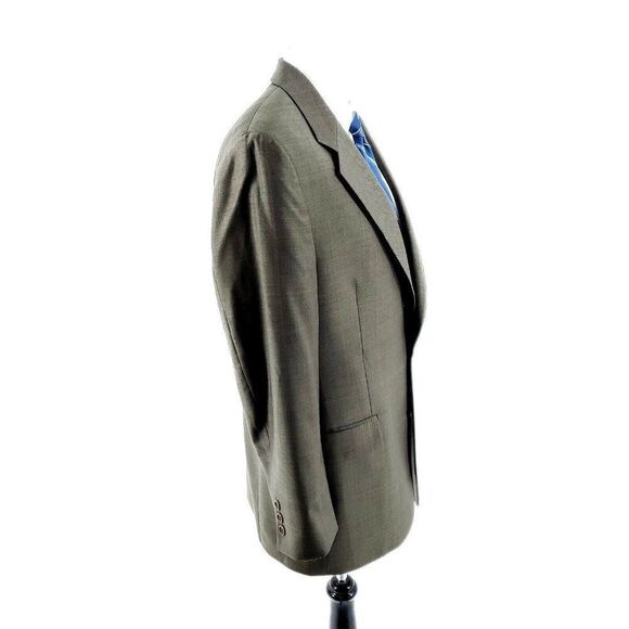 Vintage Brooks Brothers Wool 2 Button Blazer 40R Green Sharkskin Brown Windowpan - Picture 6 of 11
